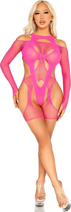 Body Rejilla Leg Avenue Różowy Neon z Lgami