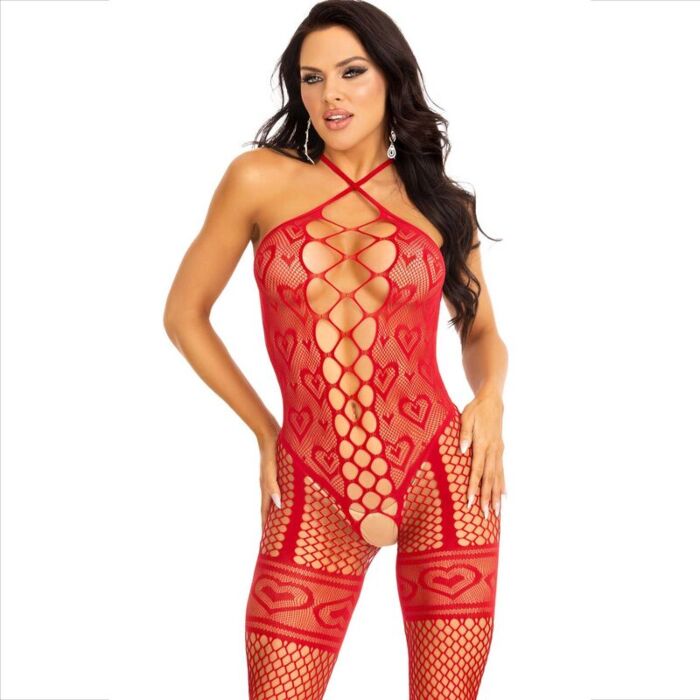 Bodystocking Serce Czerwone