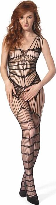 Bodystocking PASSION BS 102 - Seksowny Czarny Styl Bodystocking PASSION BS 102 - Seksowny Czarny Styl
