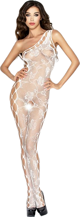 Bodystocking PASSION BS036 z haftem i rozcięciem