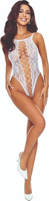 Bodystocking PASSION BS112 Encaje Biały - Zmysłowość