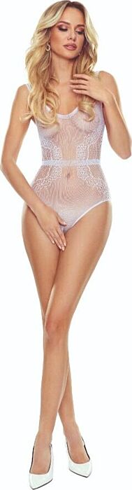 Bodystocking PASSION BS115 Biały Sexy Elegancki