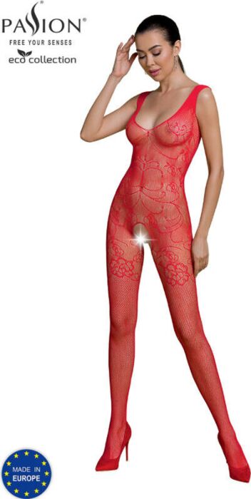 Bodystocking PASSION Eco BS012 Czerwony Eko