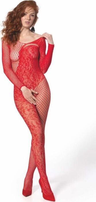 Bodystocking Passion BS 107 Czerwony | Seksowny Design