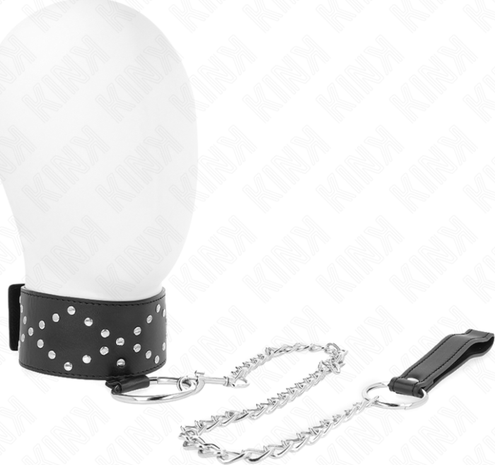 Collar z linką KINK 65 cm z ćwiekami srebrnymi