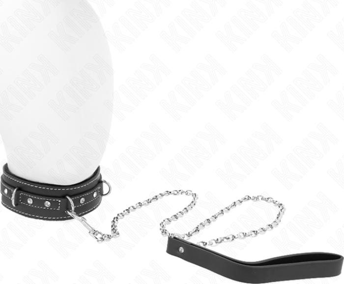 Collar z linką KINK 105 cm z imitacją diamentów