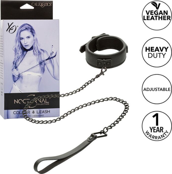 Obroża i smycz CALEXOTICS Nocturnal regulowana, skórzana