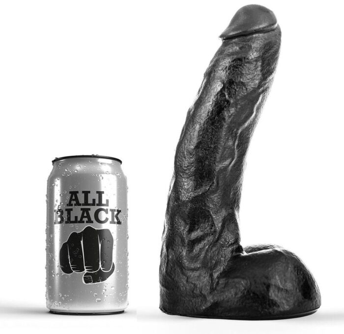 Dildo ALL BLACK 22 CM - Elastyczny i hipoalergiczny