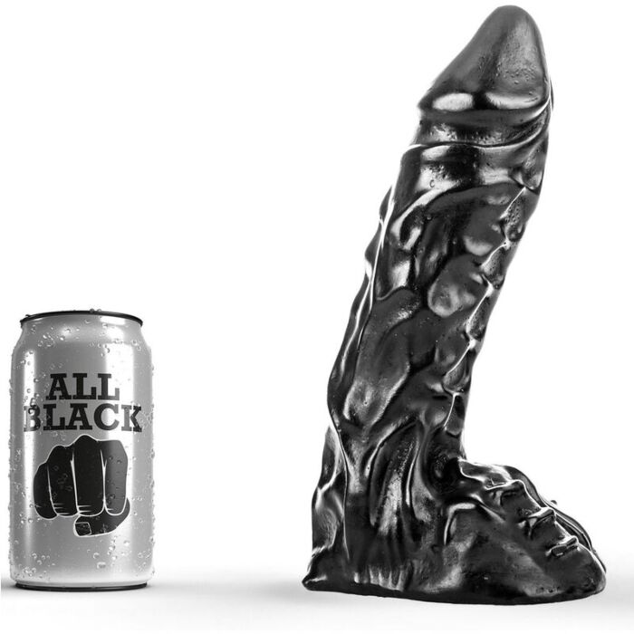 Dildo ALL BLACK 23 CM z realistycznymi żyłami