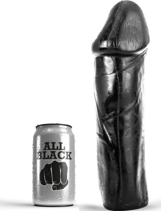 Dildo ALL BLACK Dong 28 cm bez jąder