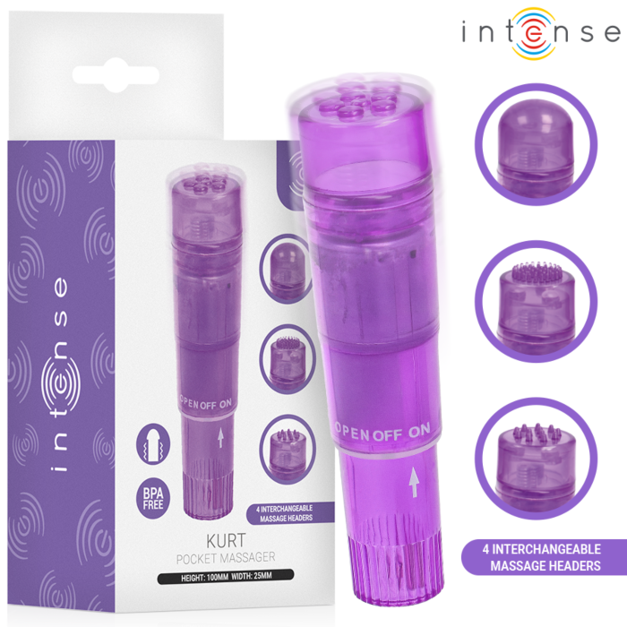 Masażer INTENSE FUN TOYS KURT MINI z 4 głowicami, fioletowy