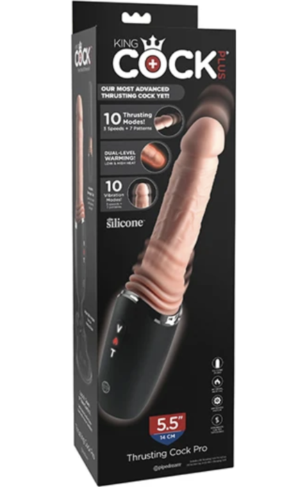 Dildo KING COCK PLUS THRUSTING PRO z ruchem, wibracją i grzaniem 12,7 cm
