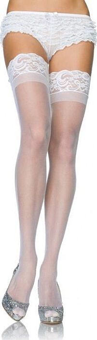 Leg avenue medias blanco con encaje autoadhesivas