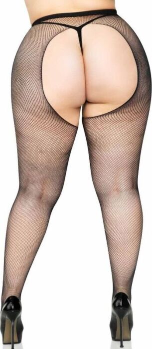 Leg avenue pantys de rejilla con abertura en la entrepierna plus Leg avenue pantys de rejilla con abertura en la entrepierna plus