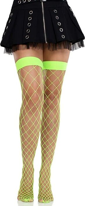 Medias Leg Avenue Ida Net Thigh High Verde Neon