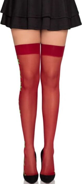 Medias Leg Avenue 1957 z kwiatami czerwonymi