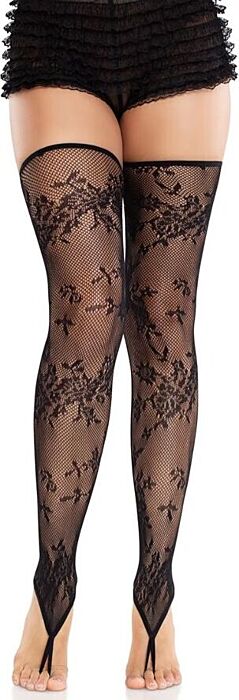 Medias Leg Avenue Floral Czarne - Elegancja i Zmysłowość