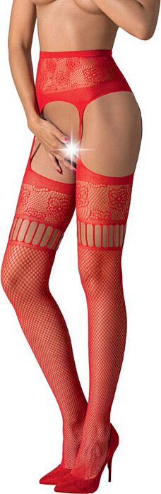 Pończochy z paskiem do pończoch Czerwony Ogień