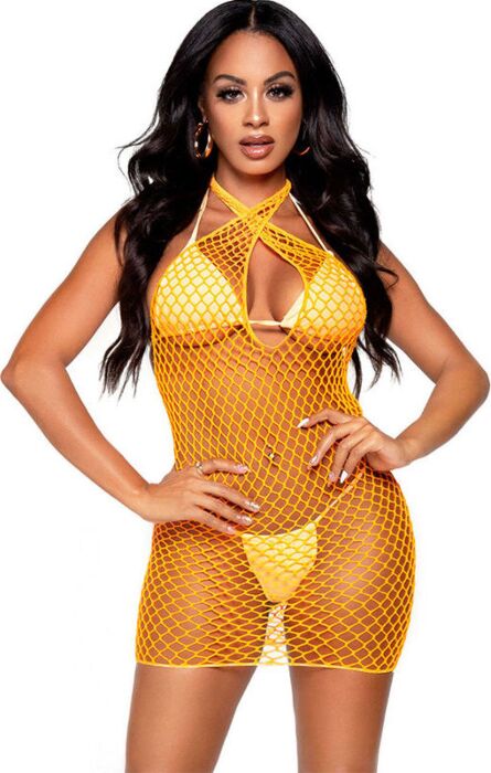 Minivestido LEG AVENUE Naranja Halter Sexy