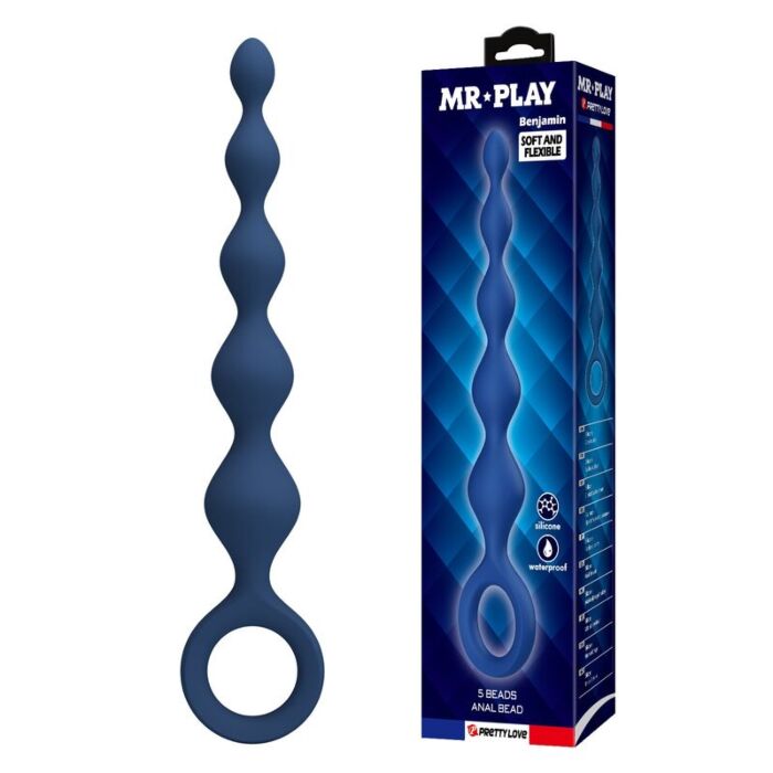 Zabawki analne MR PLAY Blue Silicone Anal Beads i Anal Plug Zabawki analne MR PLAY Blue Silicone Anal Beads i Anal Plug