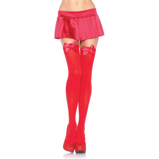Czerwone Pończochy z Kokardą Pobudzająca